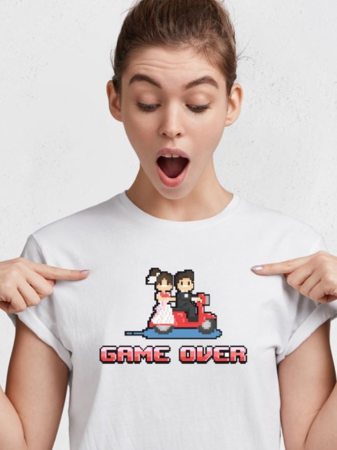 Termotransfer pentru tricou petrecere burlaci - Game Over