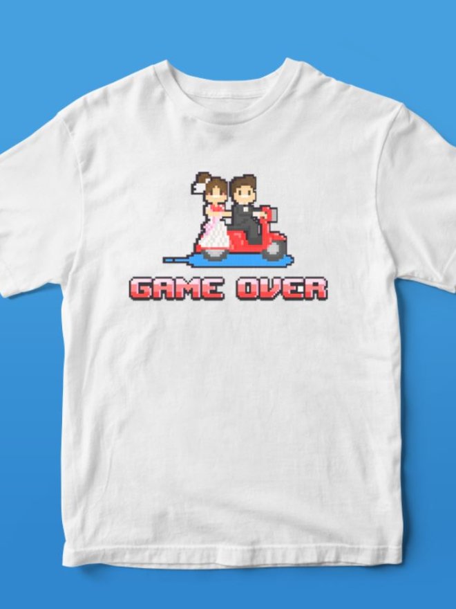 Termotransfer pentru tricou petrecere burlaci - Game Over