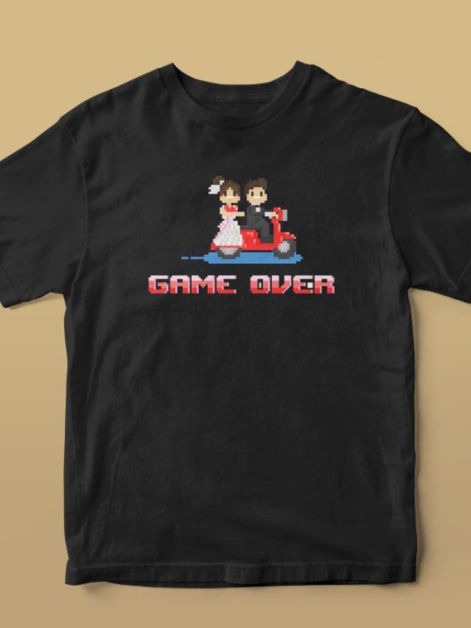 Termotransfer pentru tricou petrecere burlaci - Game Over